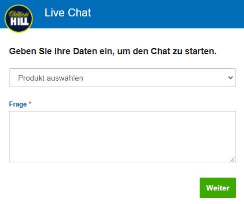 Live Chat von William Hill