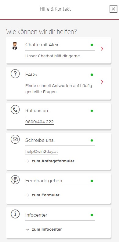 Weitere Kontaktmöglichkeiten von win2day