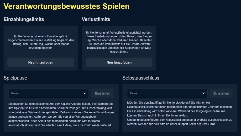 Verantwortungsvolles Spielen von WInz.io