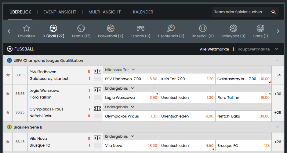 Livewetten von Xplaybet