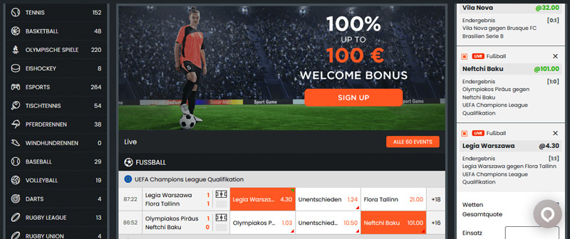 Wettangebot von Xplaybet