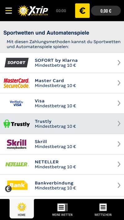 XTip Sportwetten Zahlungsmethoden