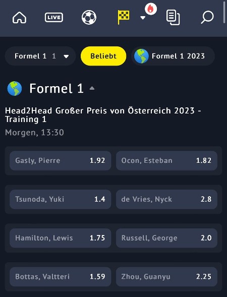 Head to Head Wette bei Yonibet