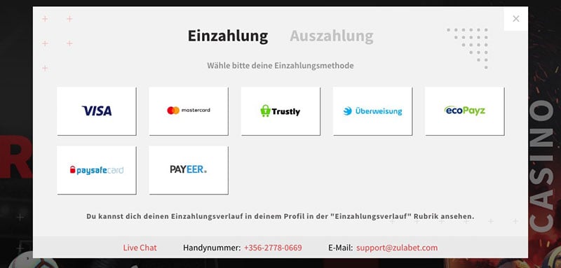 Zulabet Sportwetten Erfahrungen – Einzahlungen