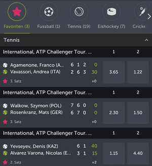 ComeOn Livewetten Tennis